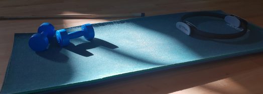 Tapis de gym, haltères et anneau de Pilates
